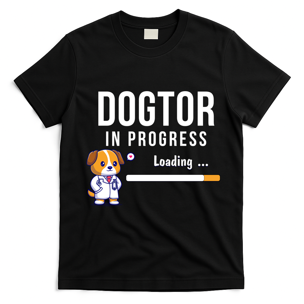 Dogtor In Progress Future Dog Doctor Vet Student Funny Vet Future Vet T-Shirt - Black