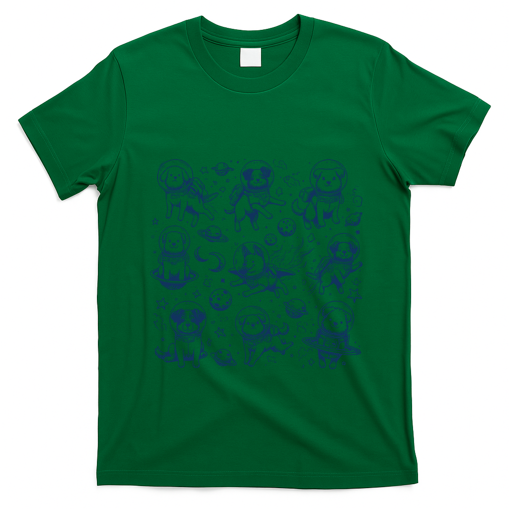 Dogs In Space Retro Dog Moon 90s T-Shirt - Irish Green