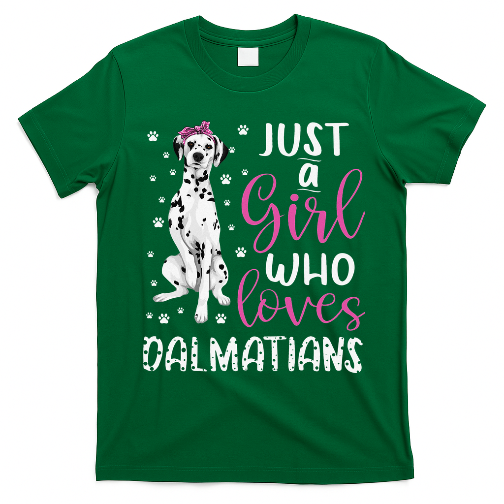 dalmatian Just A Who Loves dalmatians Dogs Lover T-Shirt - Irish Green