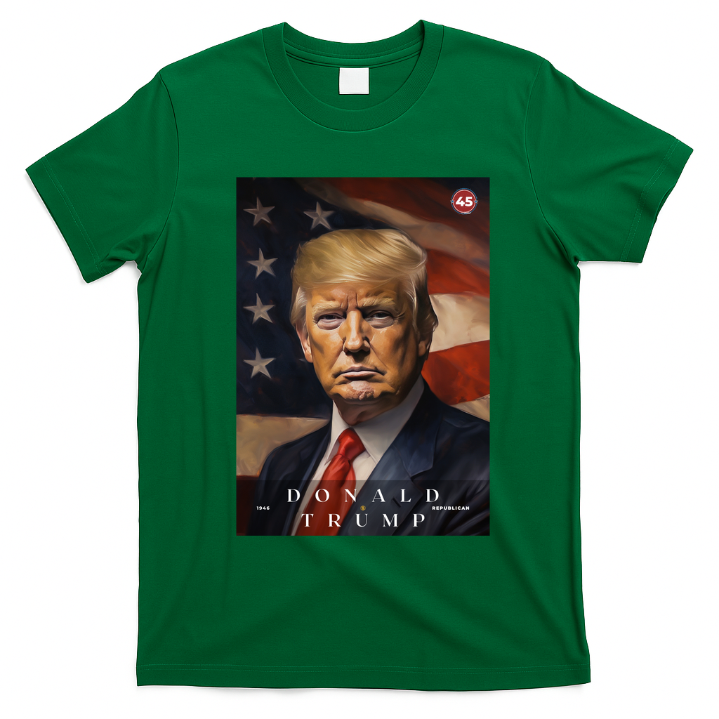 Donald J Trump 45th President Of The United States Portrait T-Shirt - Irish Green