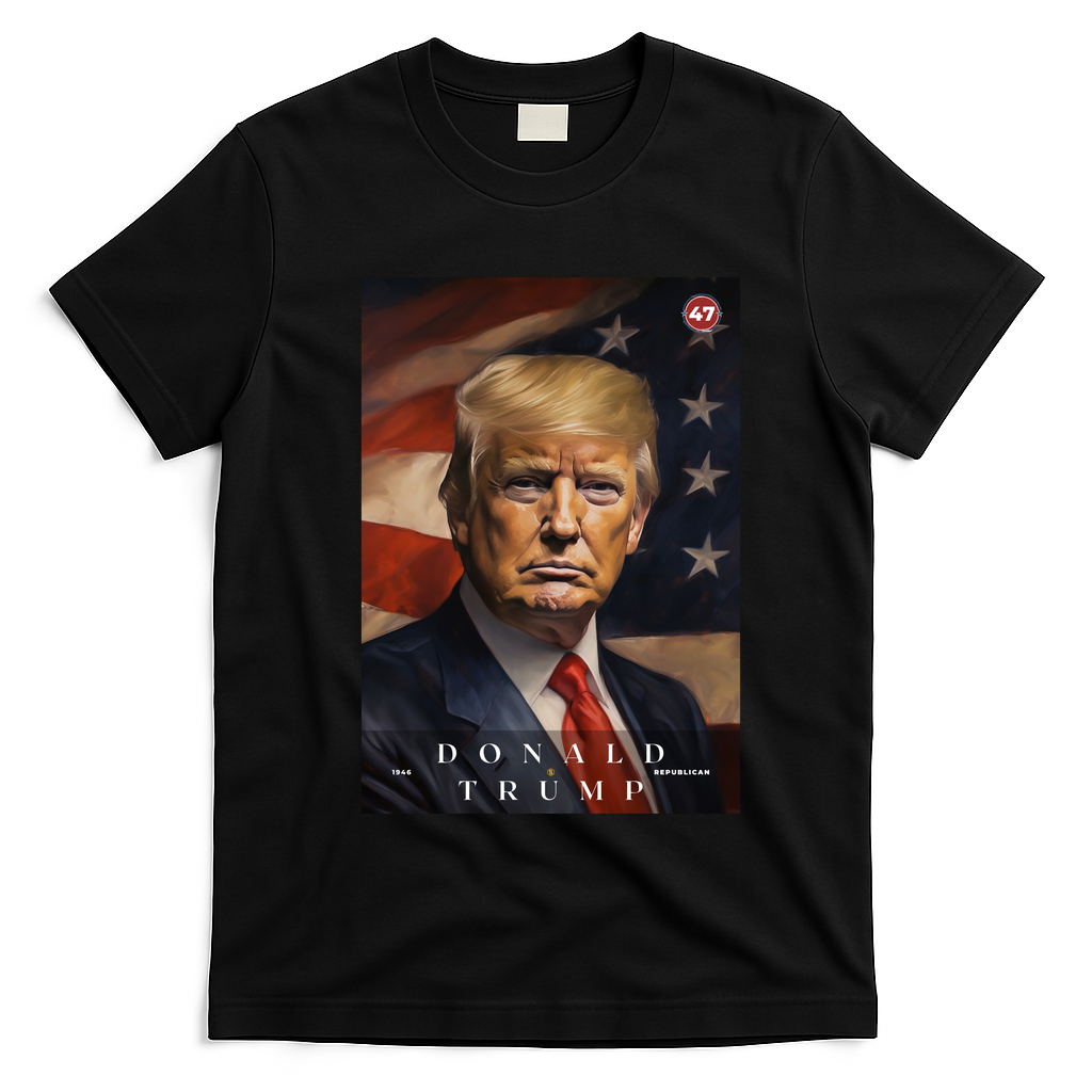 Donald J Trump 47th President Of The United States Portrait T-Shirt - Black