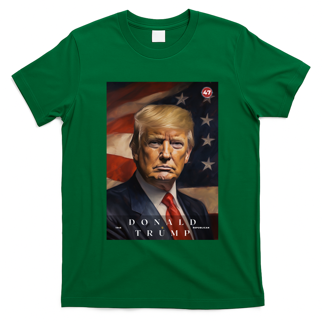 Donald J Trump 47th President Of The United States Portrait T-Shirt - Irish Green