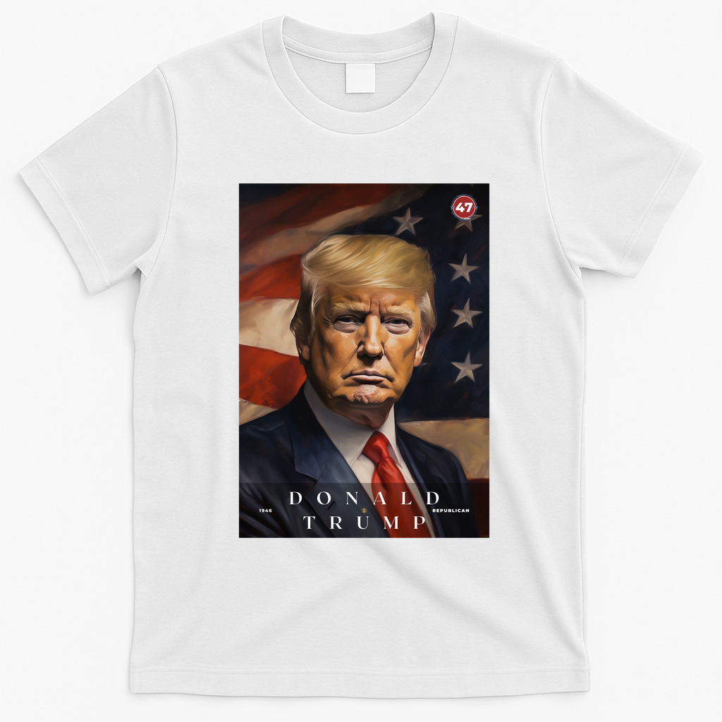 Donald J Trump 47th President Of The United States Portrait T-Shirt - White