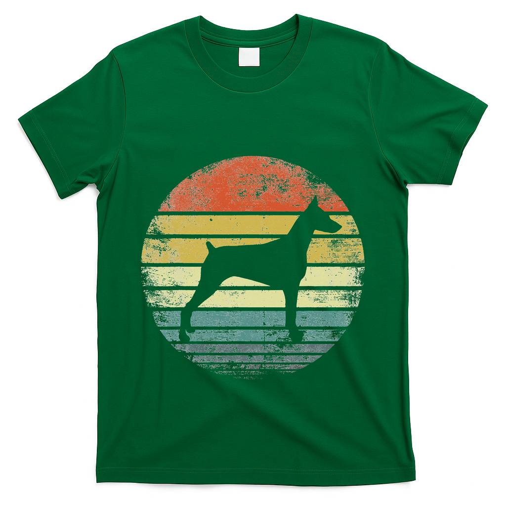 Doberman Lover Owner Gifts Retro Sunset Dog Silhouette Dad T-Shirt