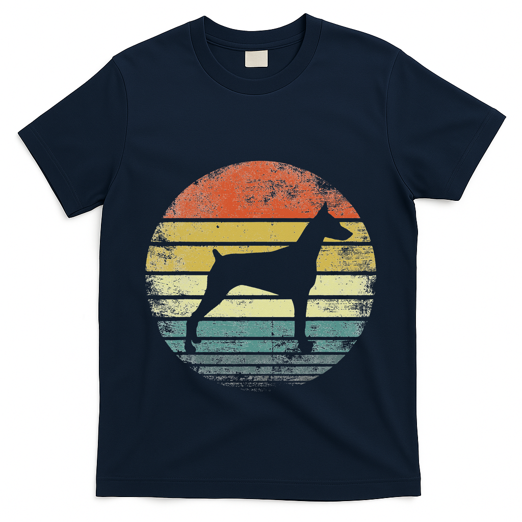 Doberman Lover Owner Gifts Retro Sunset Dog Silhouette Dad T-Shirt