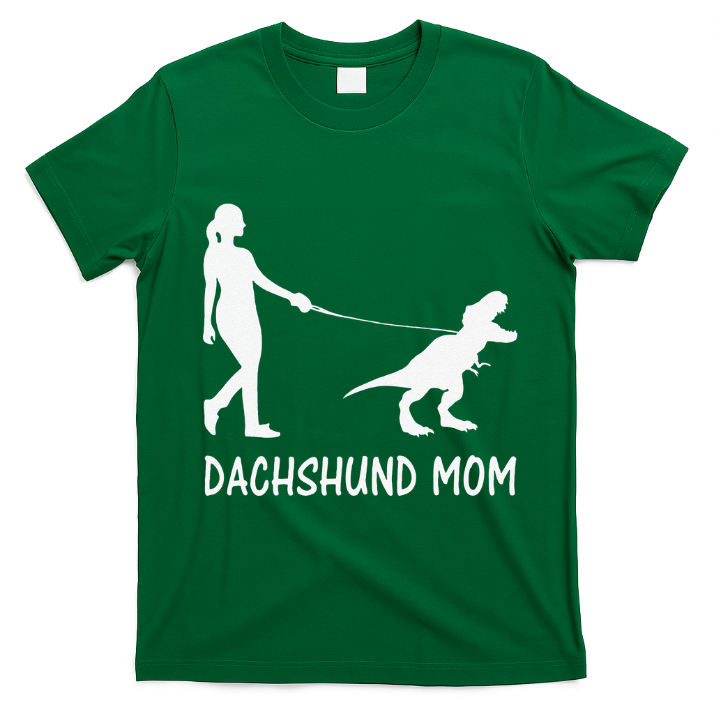 Dachshund Mom Doxie Mama Dog Dinosaur Funny Mothers Day T-Shirt - Irish Green