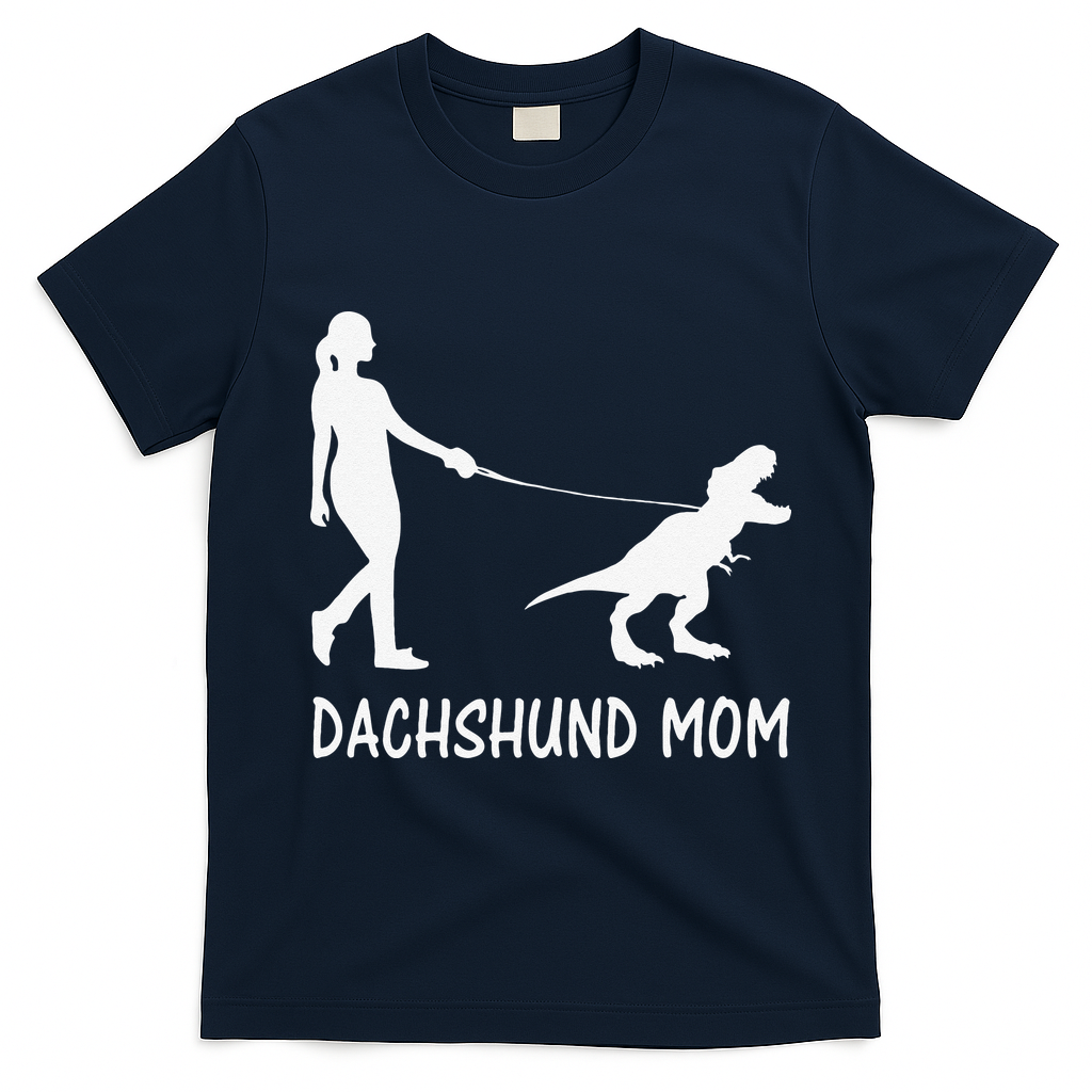 Dachshund Mom Doxie Mama Dog Dinosaur Funny Mothers Day T-Shirt - Navy Blue
