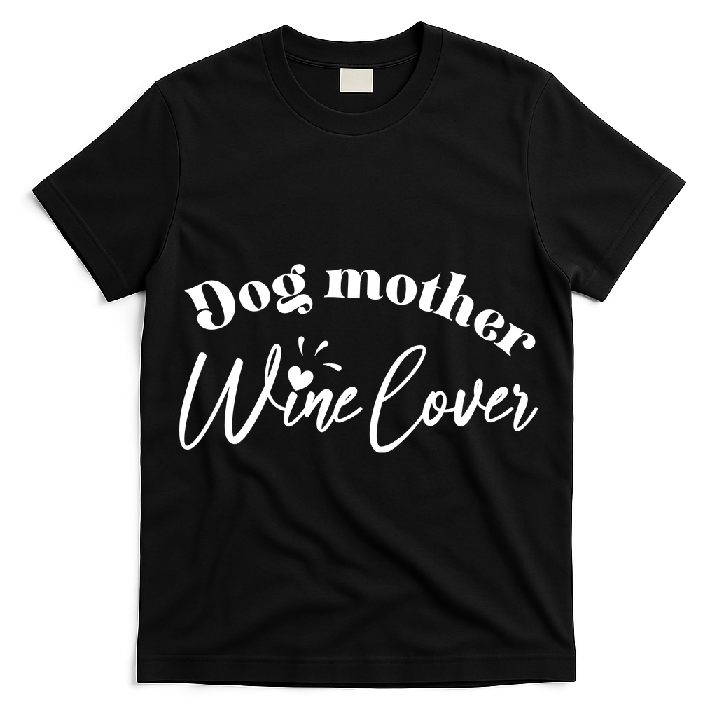 Dog Mother Wine Lover Cute Gift T-Shirt
