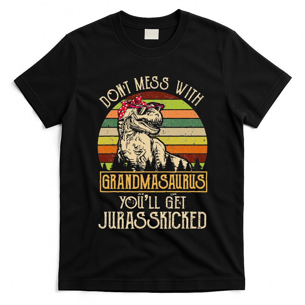 Don’t Mess With Grandmasaurus Funny Grandma Vintage T-Shirt