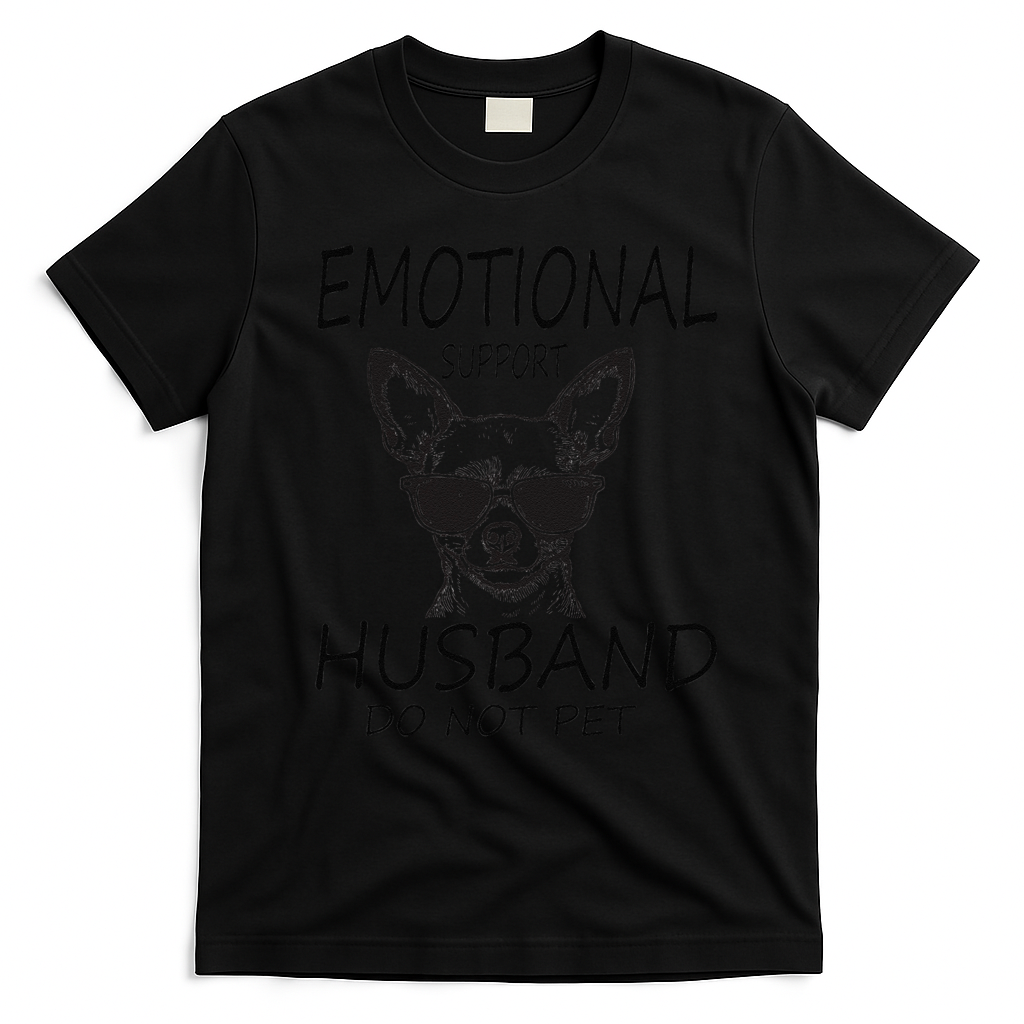 Do Not Pet Emotional Husband Support Funny Chihuahua Dog T-Shirt - Black