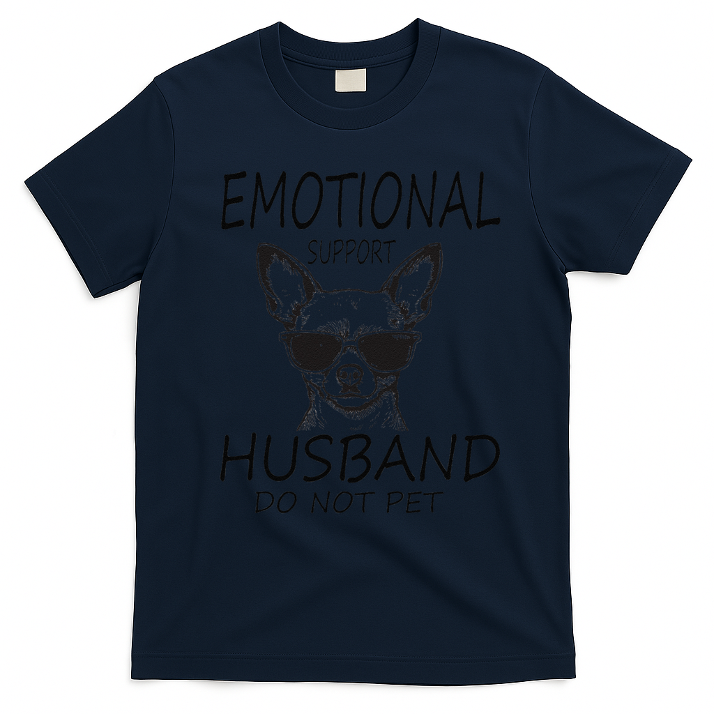 Do Not Pet Emotional Husband Support Funny Chihuahua Dog T-Shirt - Navy Blue