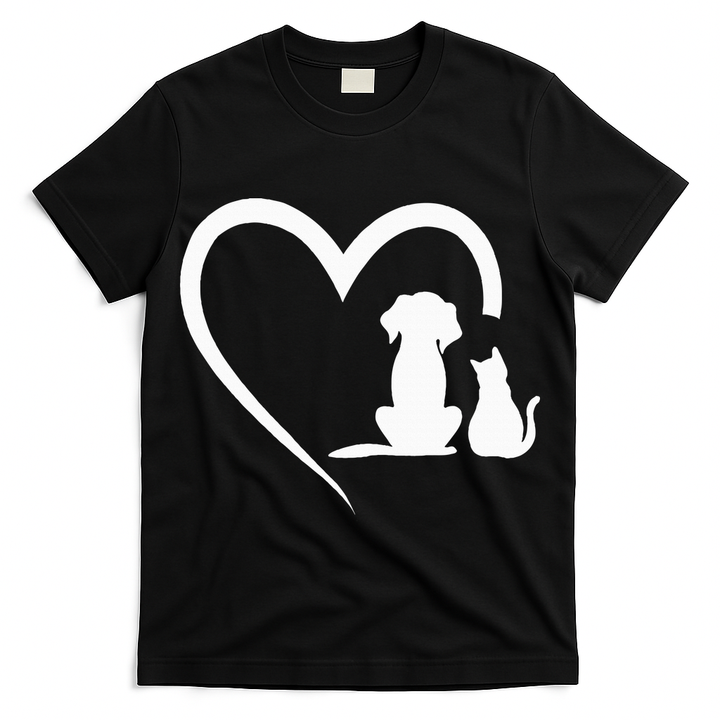 Dog Puppy And Baby Cat Heart Animal Dog & Cat Heart T-Shirt