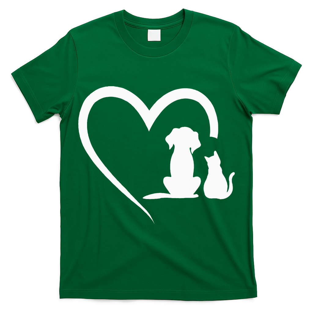 Dog Puppy And Baby Cat Heart Animal Dog & Cat Heart T-Shirt