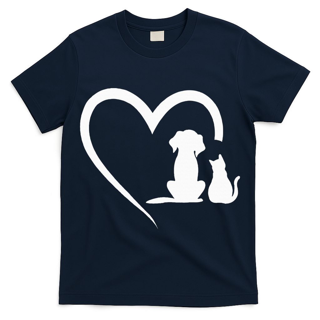 Dog Puppy And Baby Cat Heart Animal Dog & Cat Heart T-Shirt