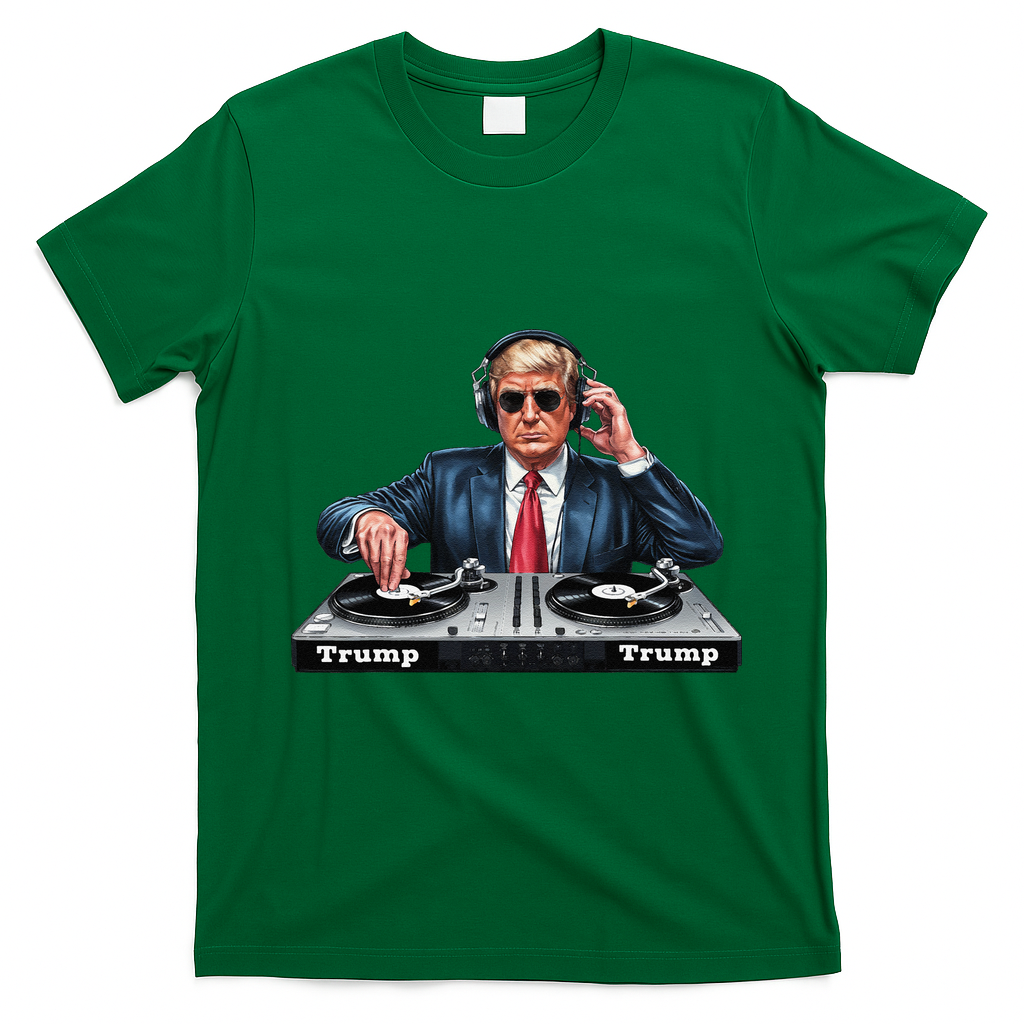 Dj President Donald Trump Funny Music Mixer Turntable Joke T-Shirt - Irish Green