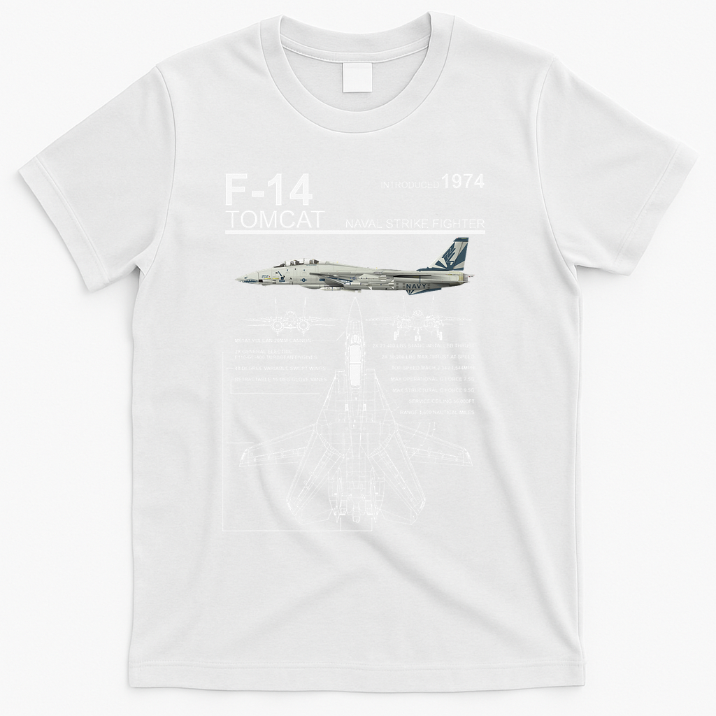 Dinosaurus Rekx F 14 Tomcat Fighter Jet T-Shirt - White