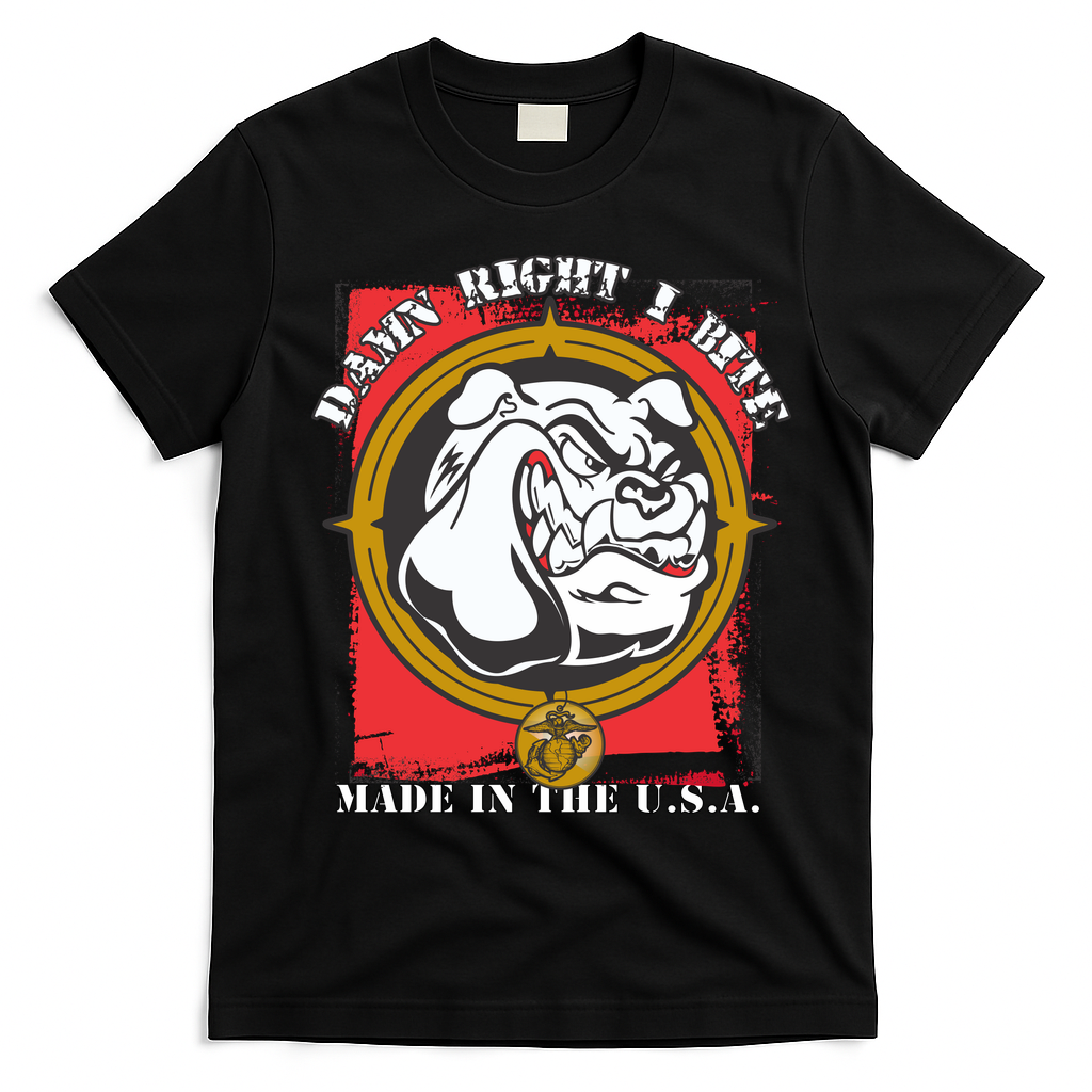 Damn Right I Bite Made In The USA Dog T-Shirt - Black