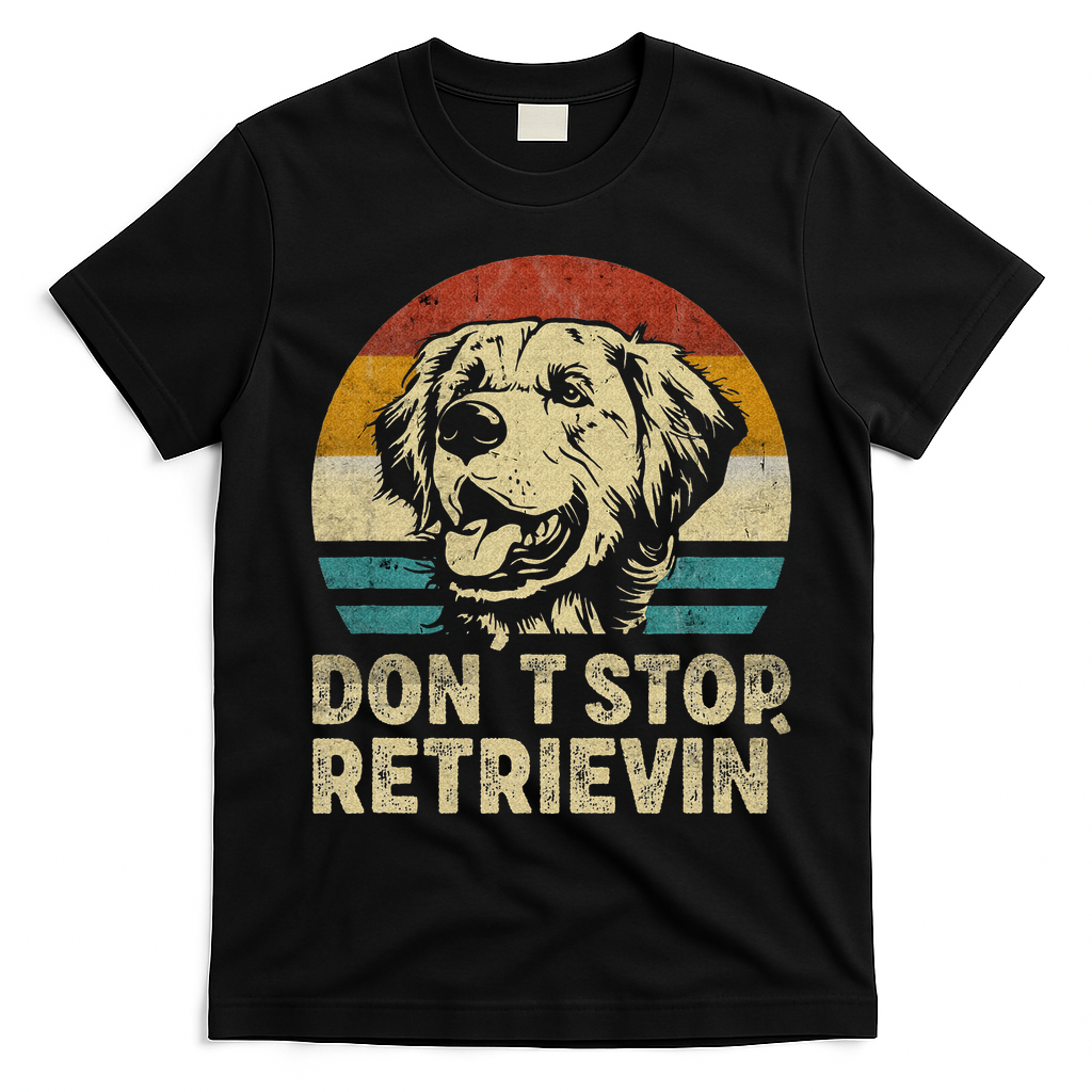 Don? stop Retrieving Golden Retriever Dog retro vintage T-Shirt - Black
