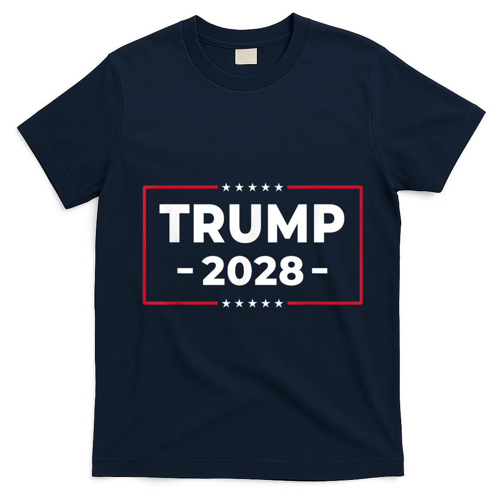 Donald Trump 2028 President American Flag Pro Trump Vintage T-Shirt - Navy Blue
