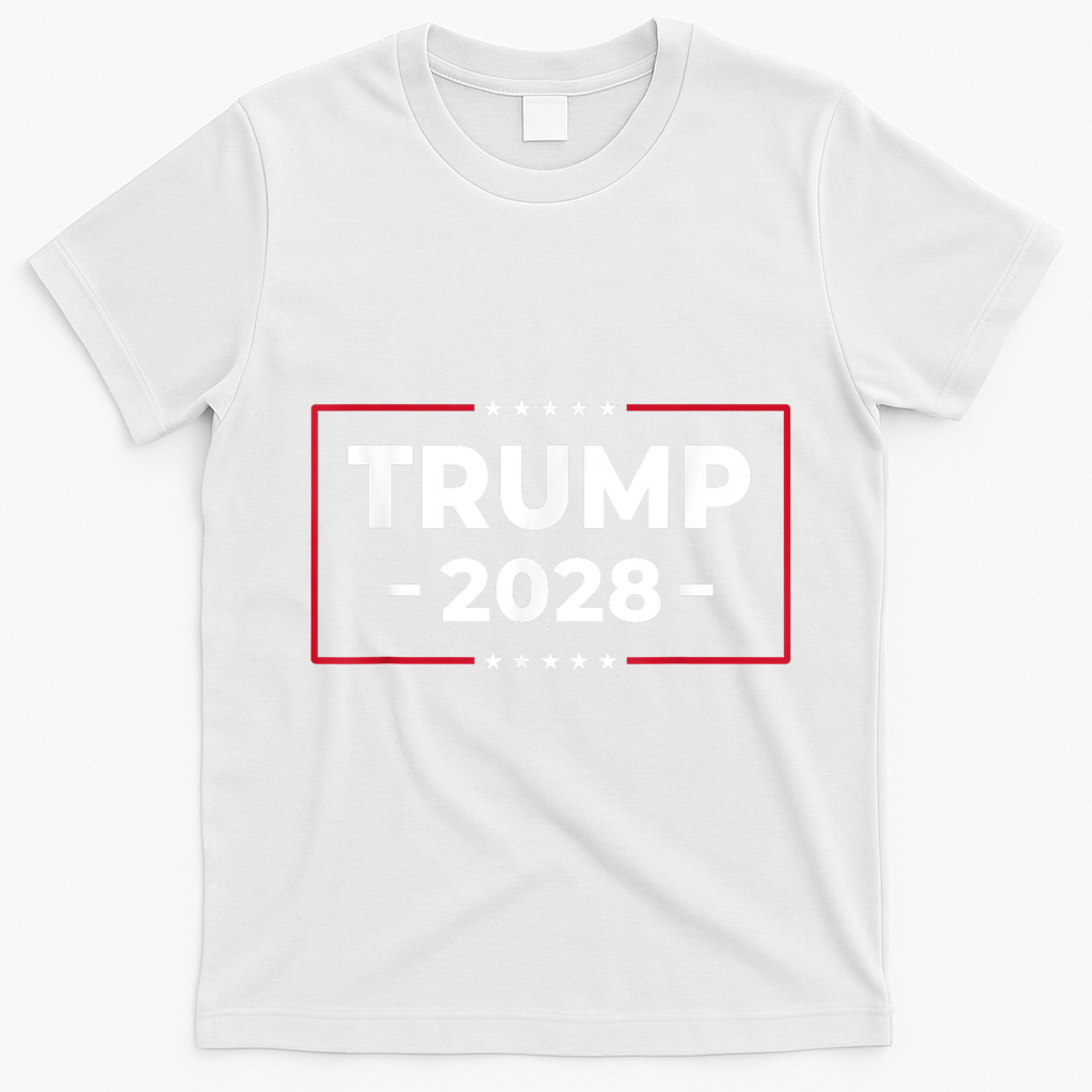 Donald Trump 2028 President American Flag Pro Trump Vintage T-Shirt - White