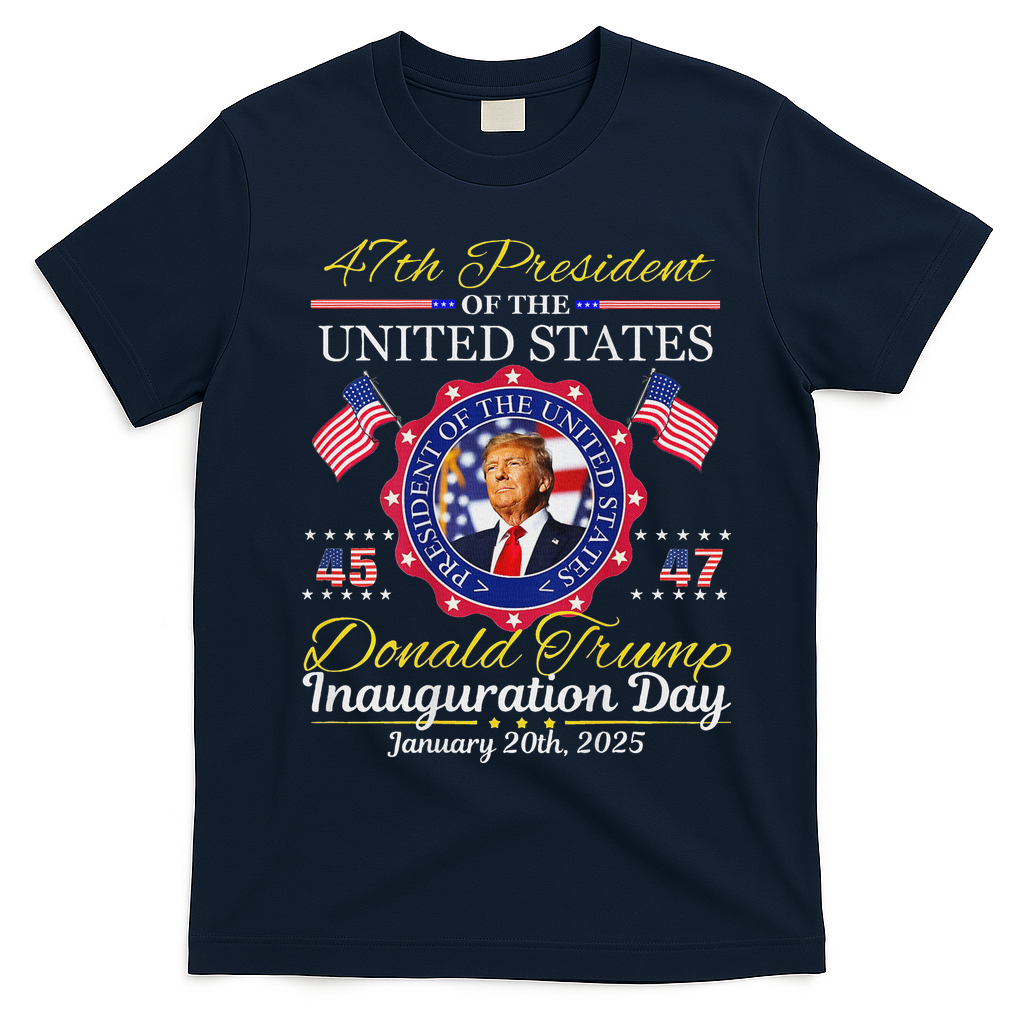 Donald Trump 47th President Inauguration 2025 T-Shirt - Navy Blue