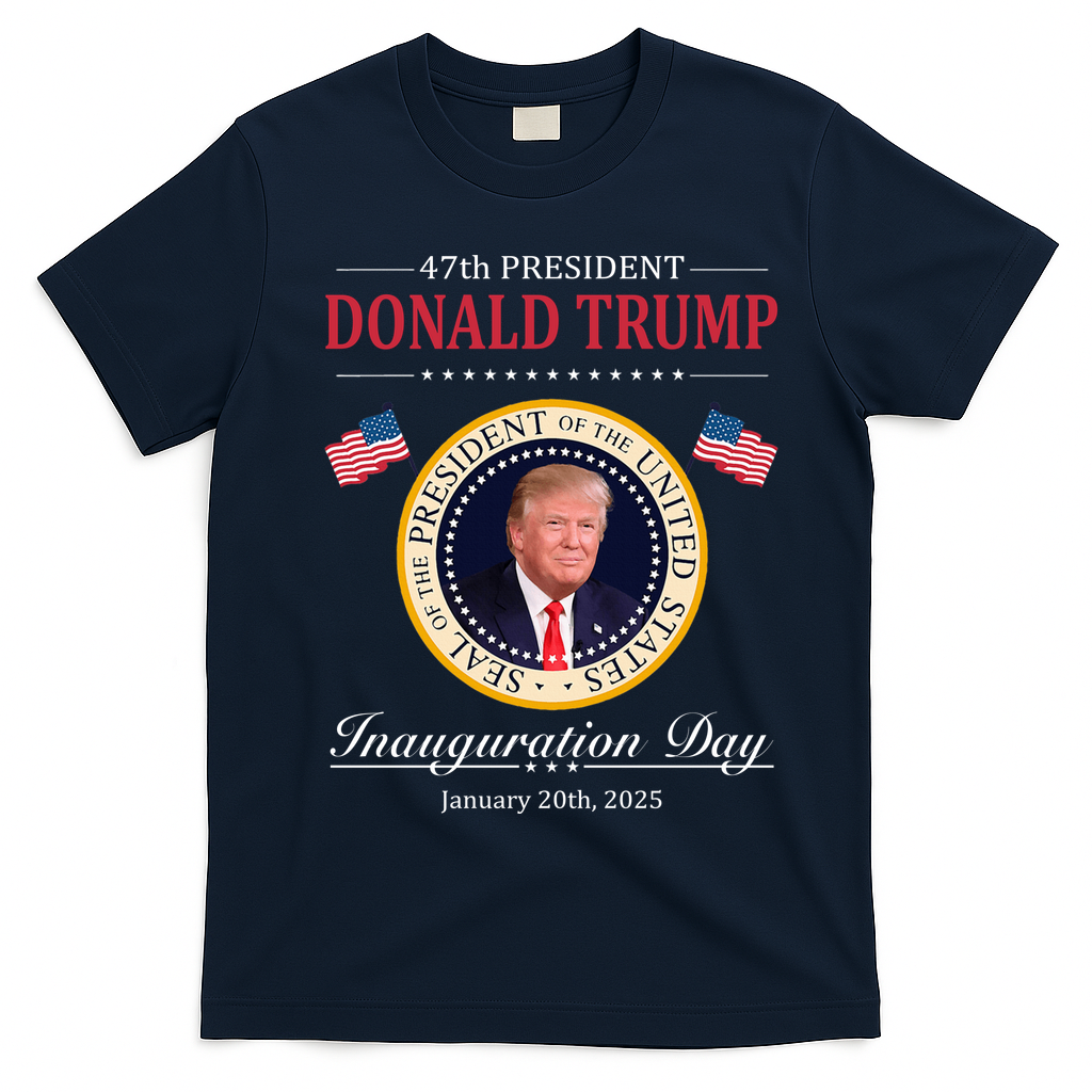Donald Trump 4th President Inauguration Day T-Shirt - Navy Blue