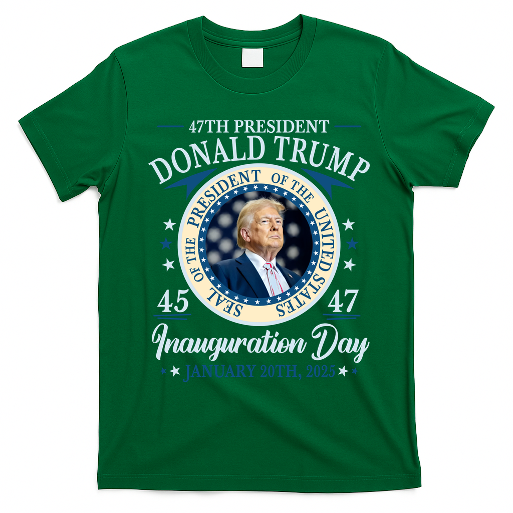 Donald Trump 47th President Inauguration 2025 Supporters Patriotic T-Shirt - Irish Green