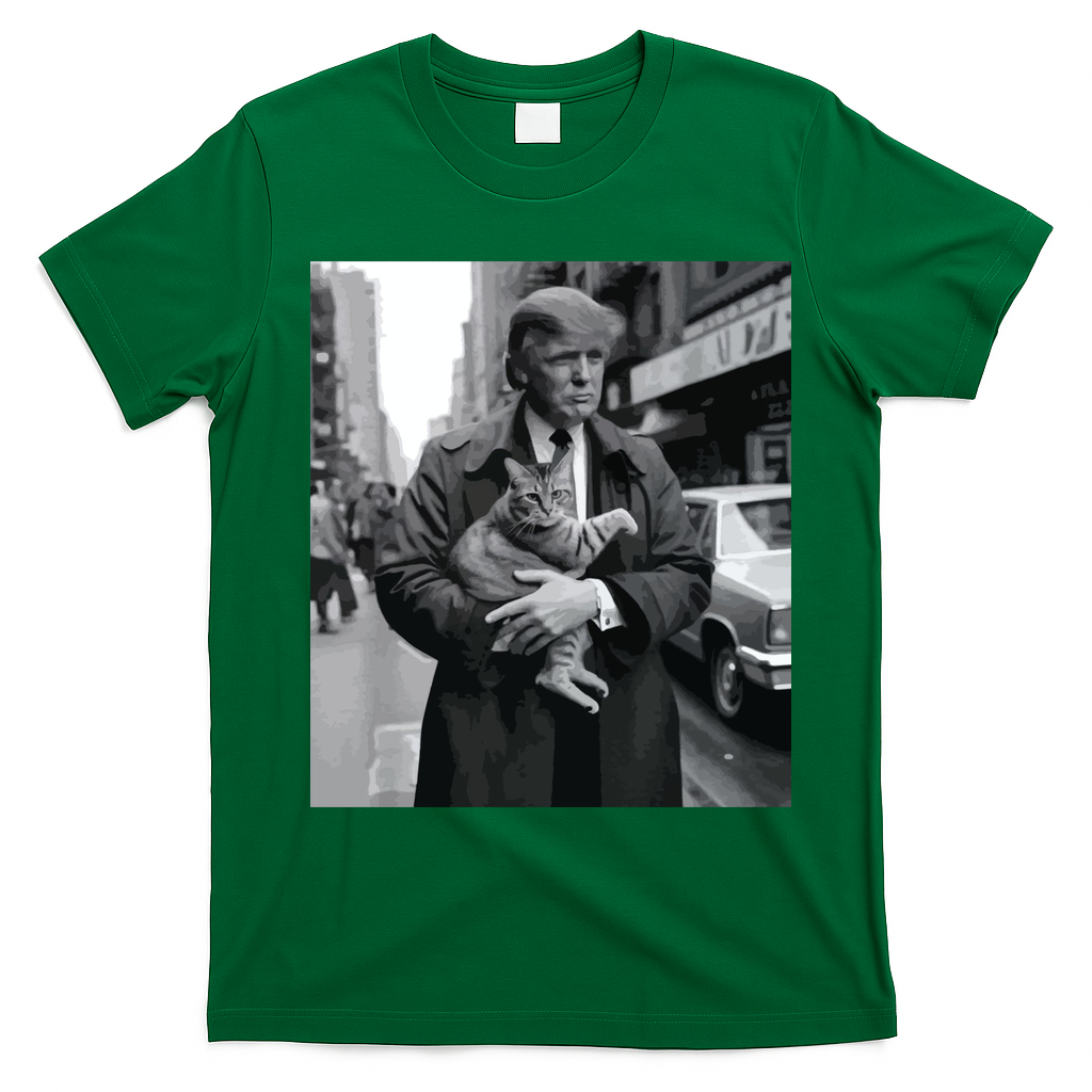 Donald Trump And Cat In Nyc T-Shirt - Irish Green