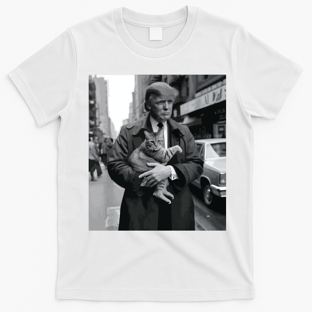 Donald Trump And Cat In Nyc T-Shirt - White