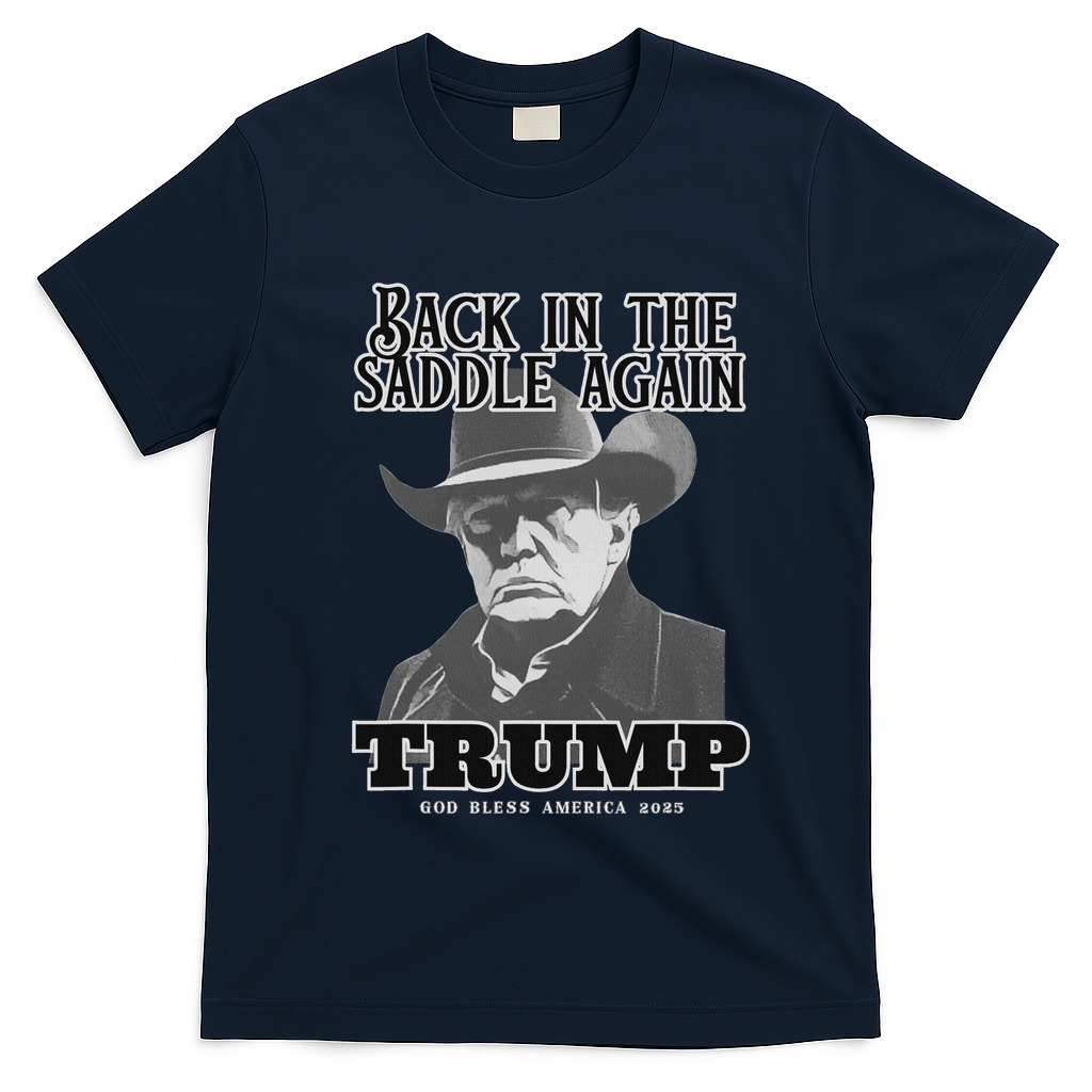 Donald Trump Back In The Saddle Again T-Shirt - Navy Blue