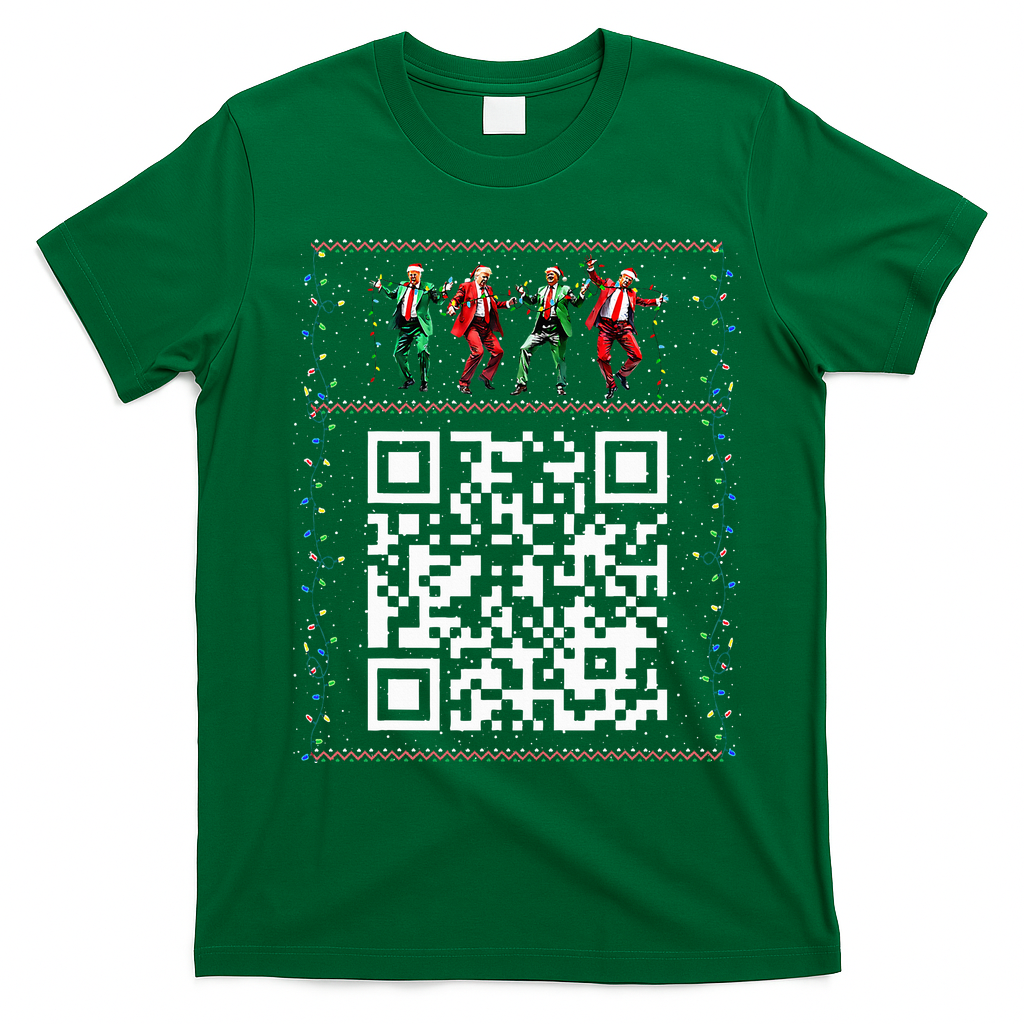 Dancing Trump Christmas Qr President 2024 Dance Code T-Shirt - Irish Green