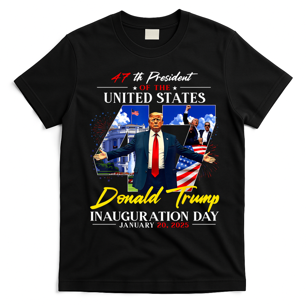 Donald Trump Inauguration Day 2025 47th President T-Shirt - Black