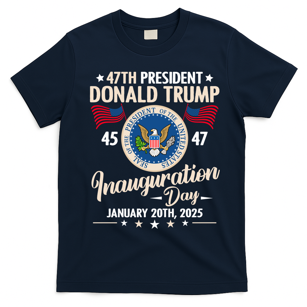 Donald Trump Inauguration Day 2025 47th T-Shirt - Navy Blue