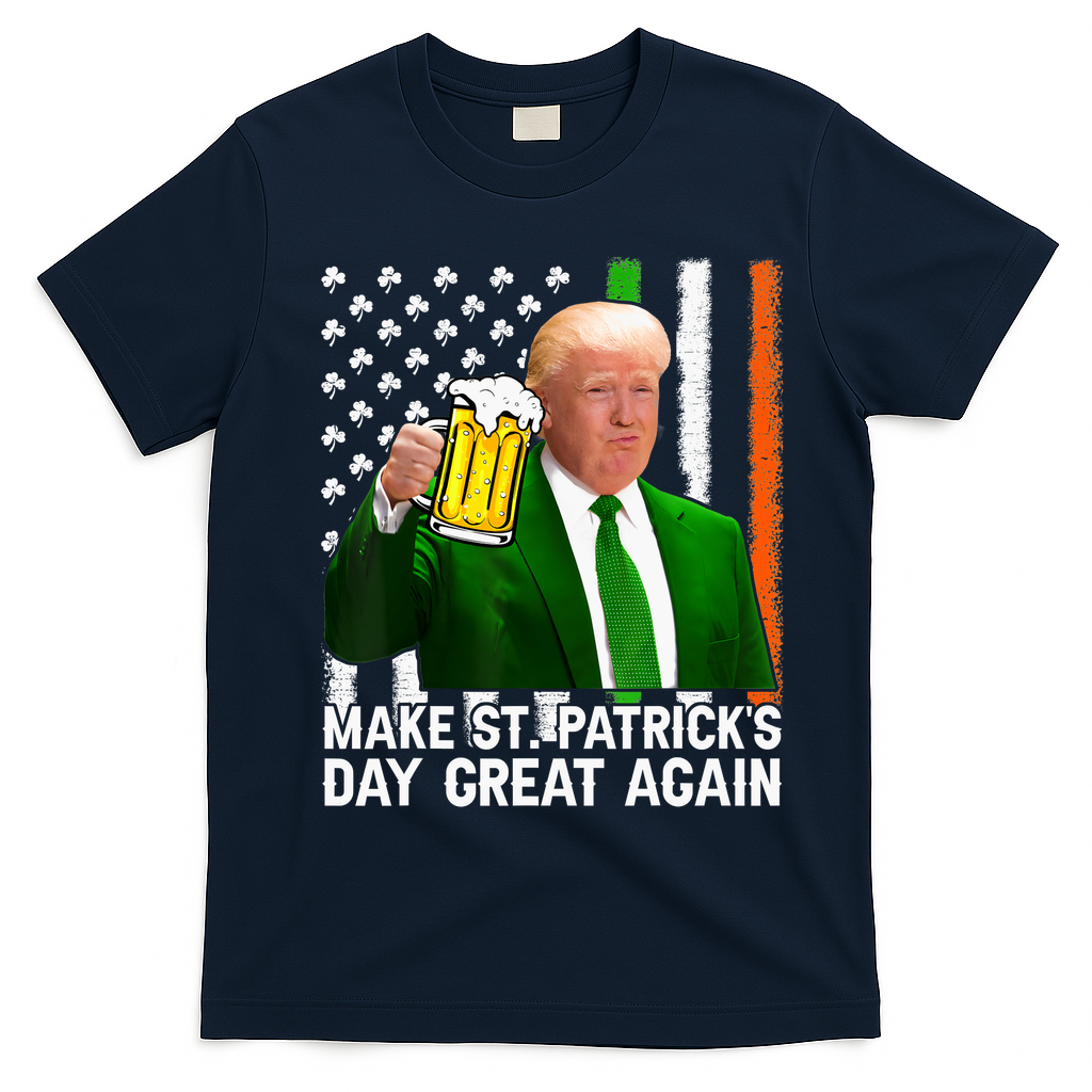 Donald Trump Make St Patricks Day Great Again T-Shirt - Navy Blue