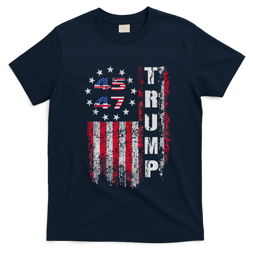 Donald Trump Merchandise 45 47 Trump 2025 T-Shirt - Navy Blue