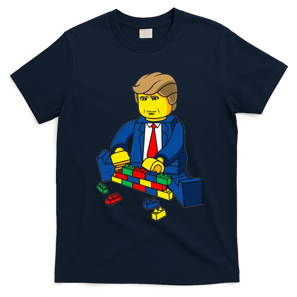 Donald Trump Presidential Building Brick Wall T-Shirt - Navy Blue