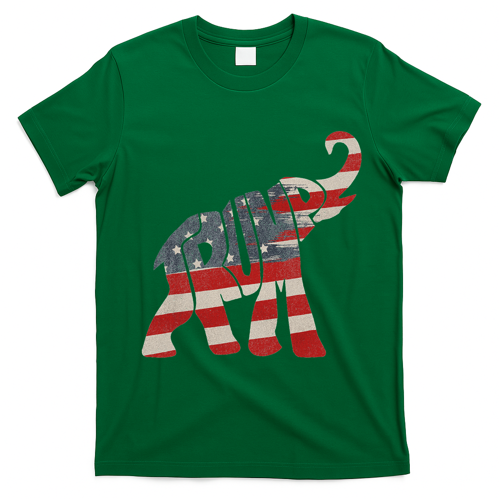 Donald Trump Vintage Republican Elephant USA Flag T-Shirt - Irish Green