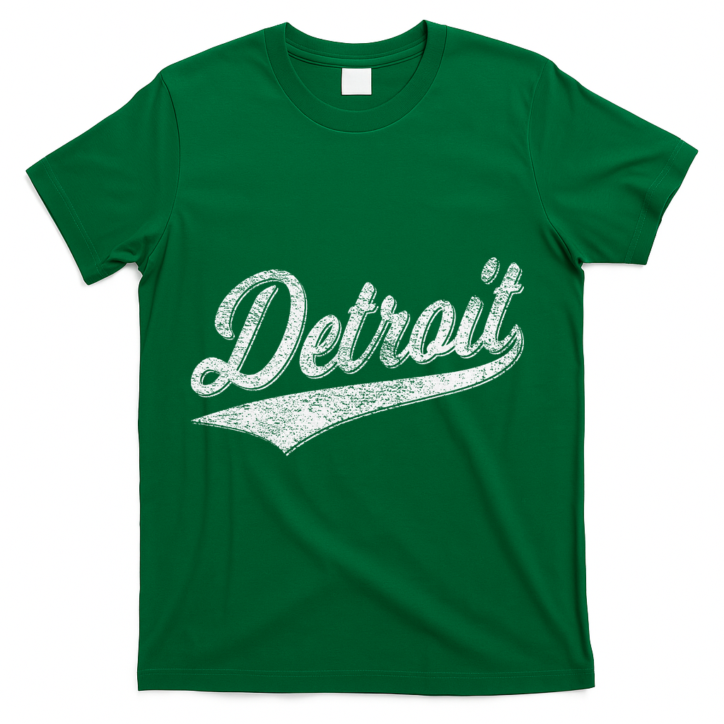 Detroit Varsity Script Classic Sports Jersey Style T-Shirt - Green