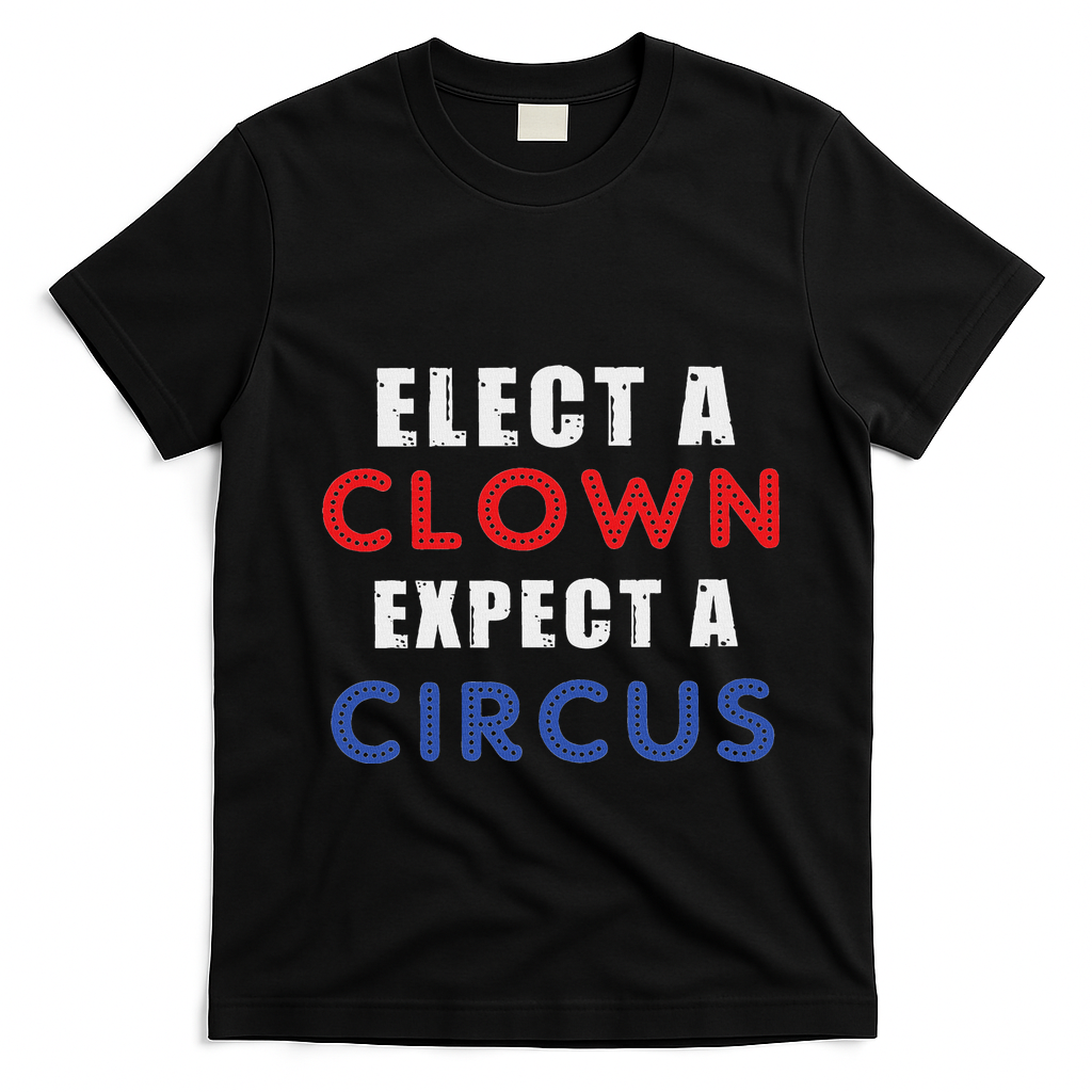 Elect A Clown Expect A Circus Design Anti Trump T-Shirt - Black