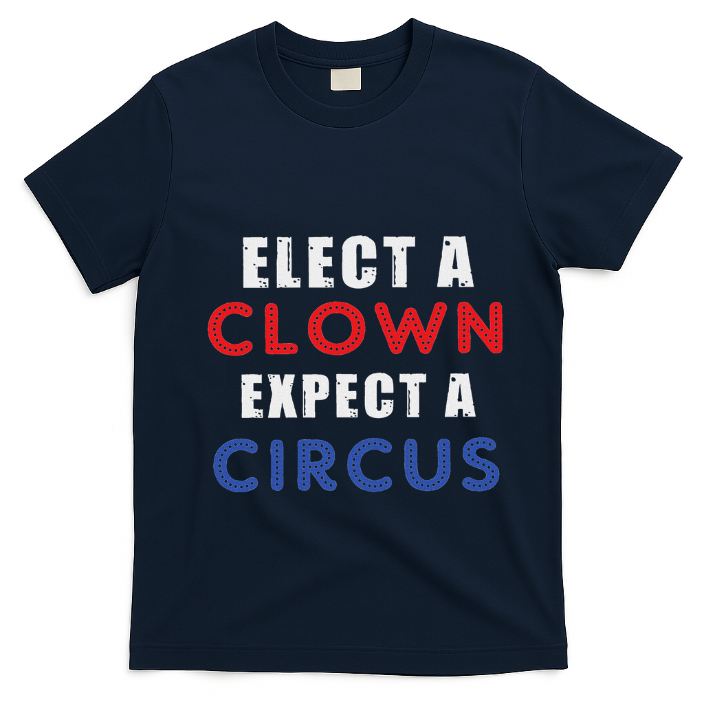 Elect A Clown Expect A Circus Design Anti Trump T-Shirt - Navy Blue