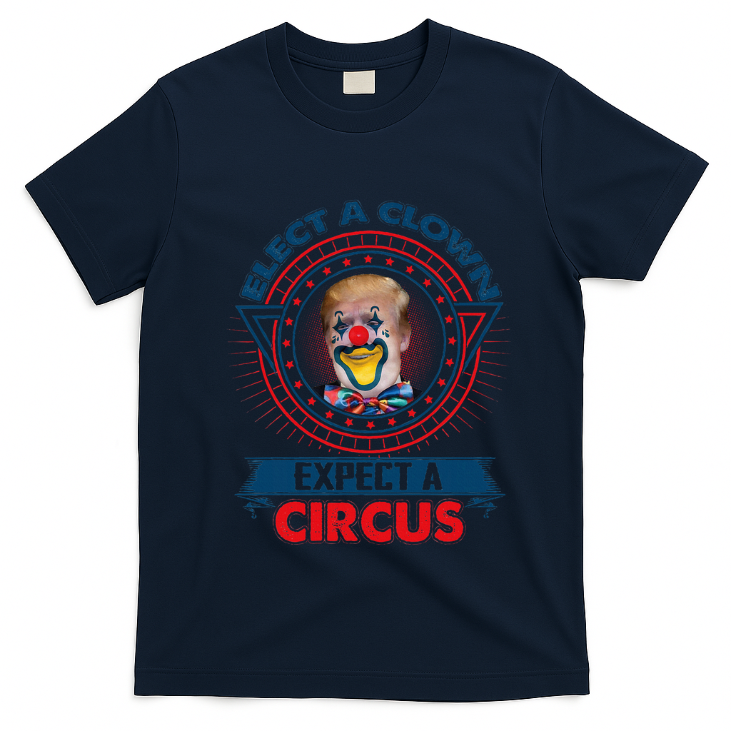 Elect A Clown Expect A Circus Funny Antitrump T-Shirt - Navy Blue