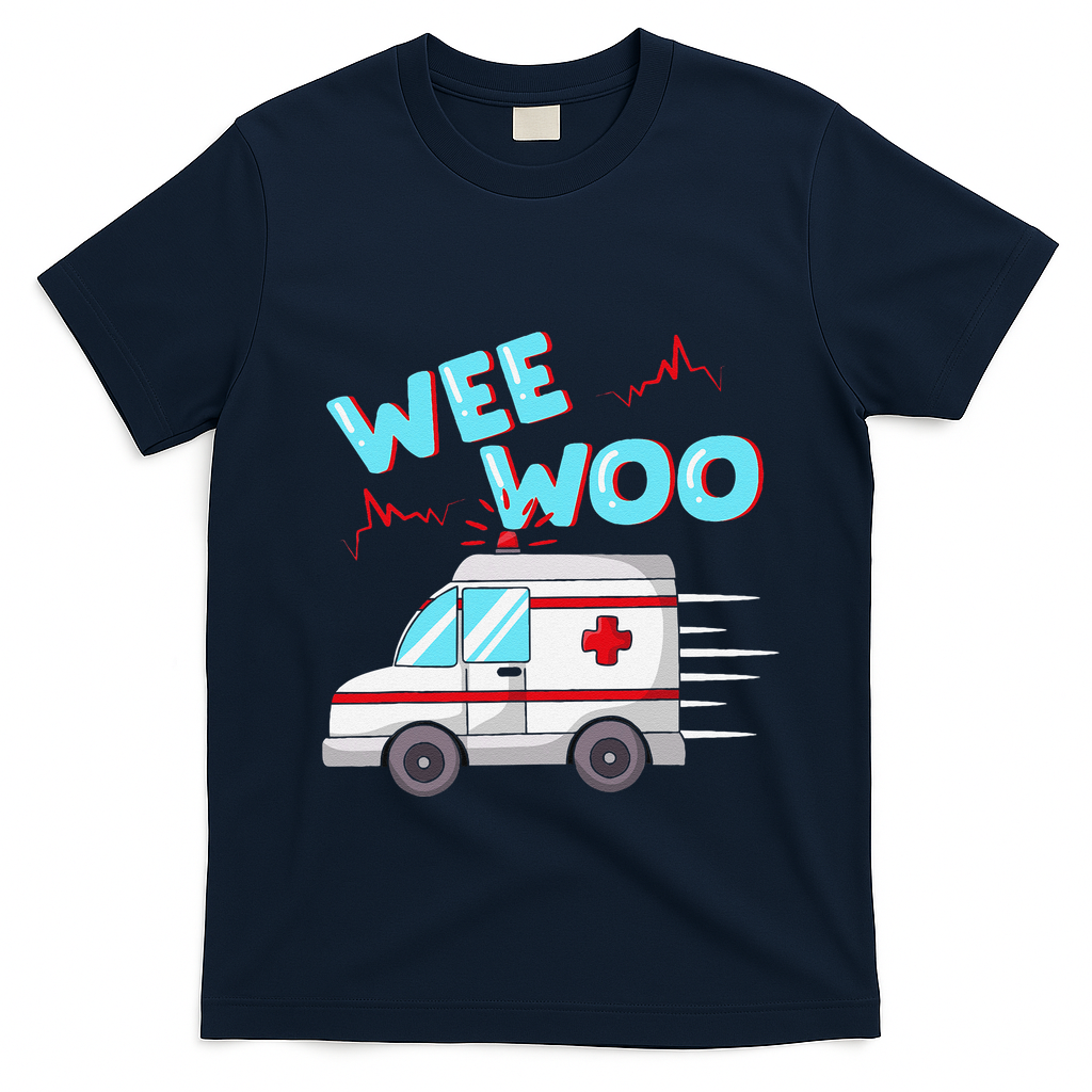 Ems Ambulance Wee Woo Paramedic Emt Gift Boo Boo Bus T-Shirt - Navy Blue