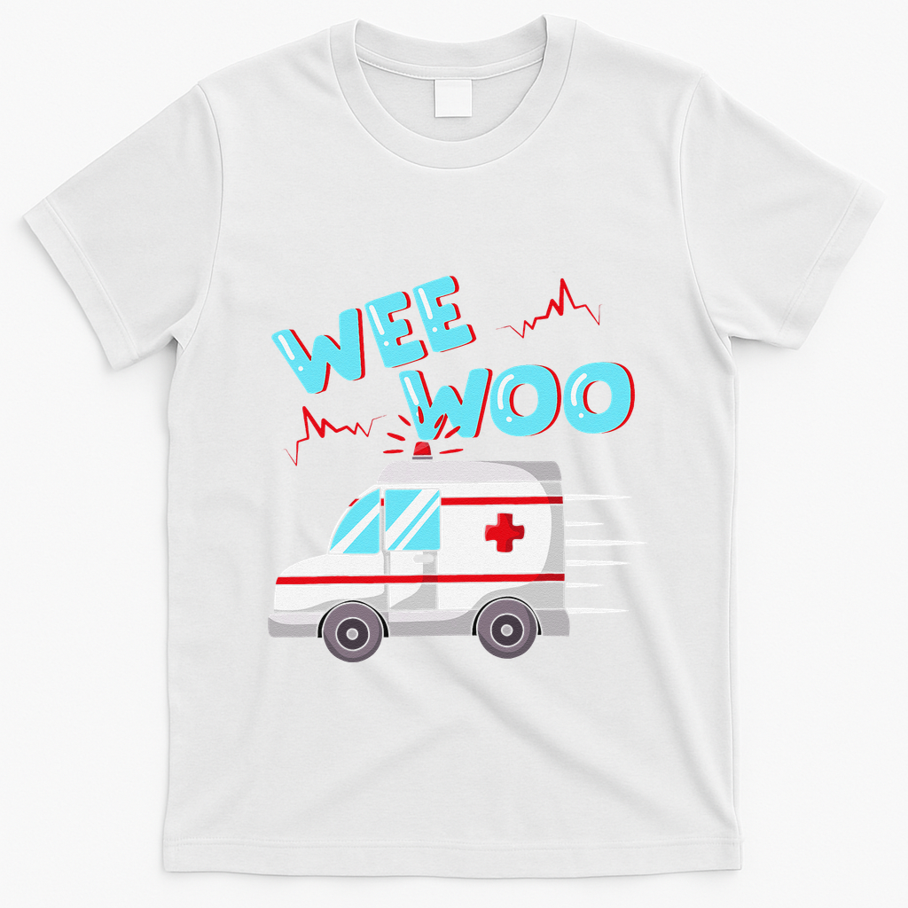 Ems Ambulance Wee Woo Paramedic Emt Gift Boo Boo Bus T-Shirt - White
