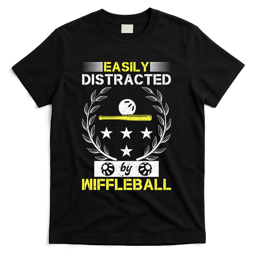 Easily Distracted By Wiffleball T-Shirt - Black