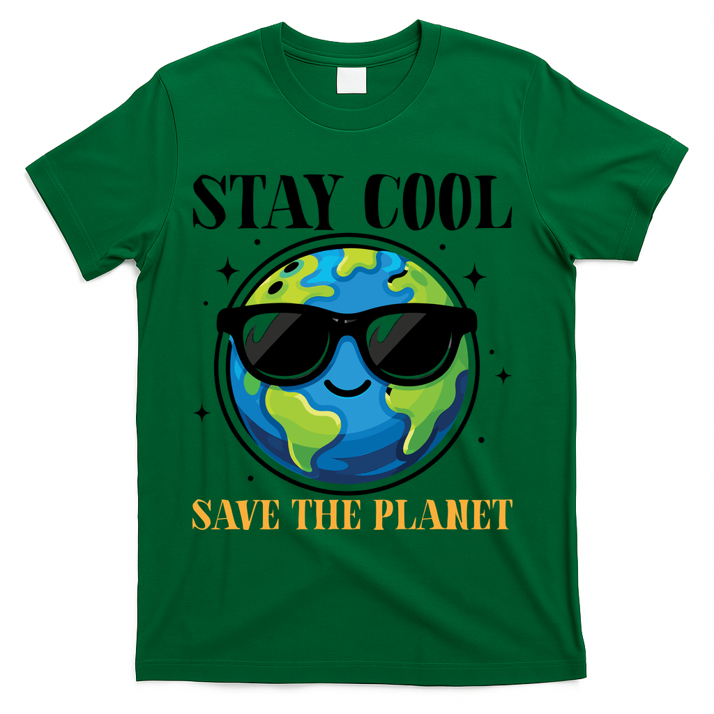 Earth Day Stay Cool Save The Planet T-Shirt - Green