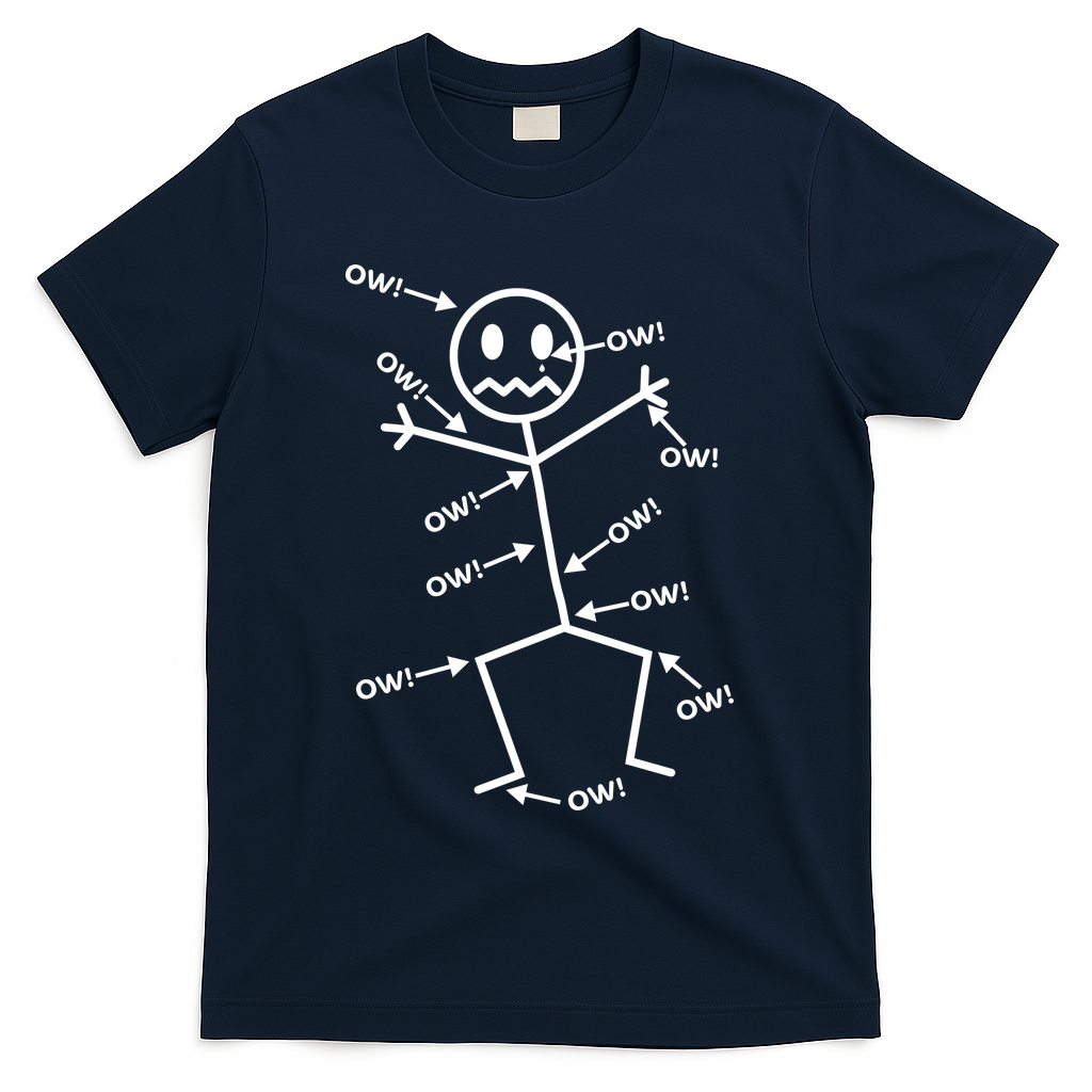 Everything Hurts Stick Man In Pain T-Shirt - Navy