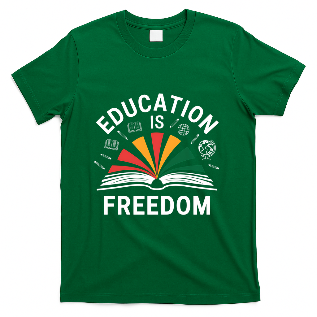 Education Is Freedom Teacher Student Back To School Gift T-Shirt - Green