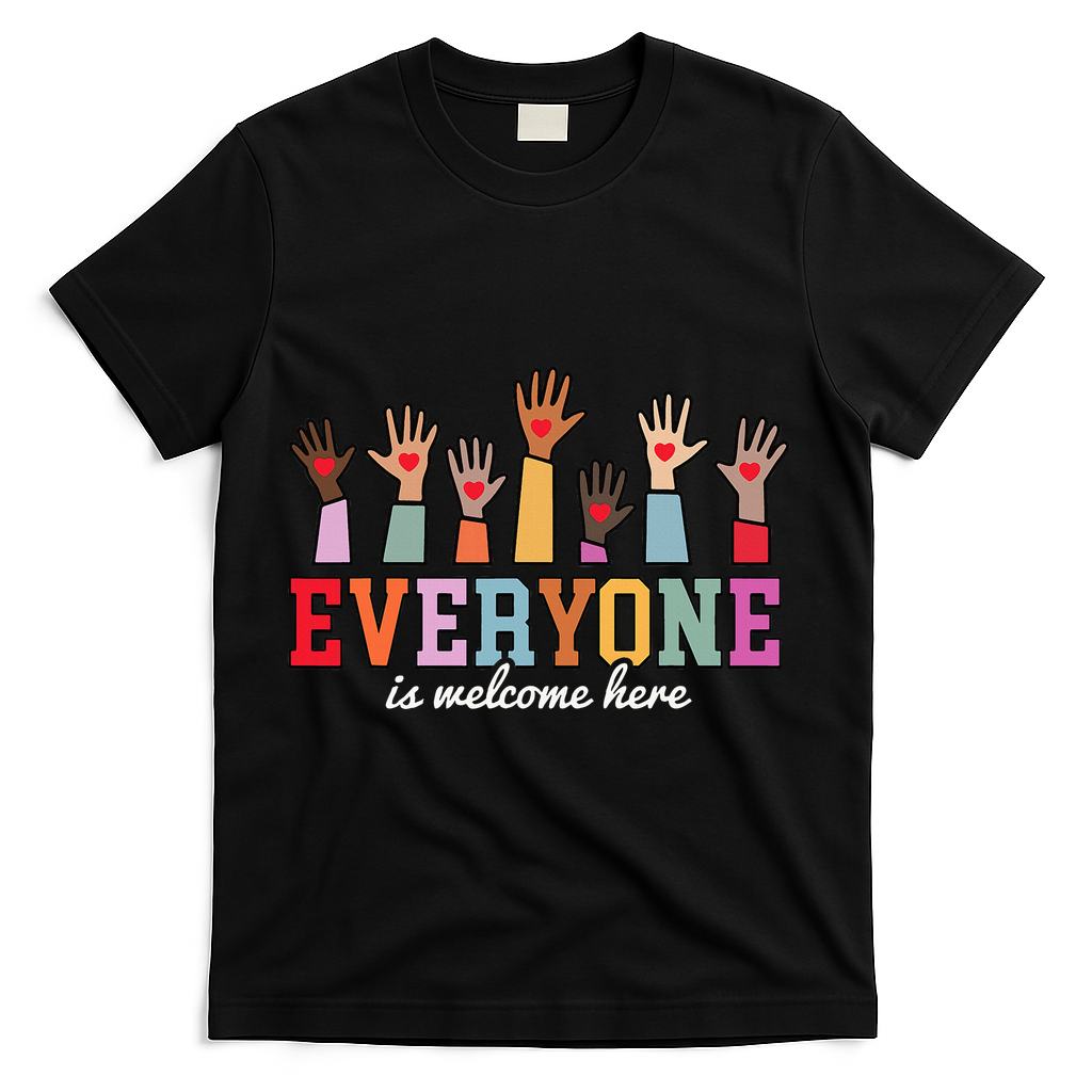 Everyone Is Welcome Here Idaho Teacher  T-Shirt - Black