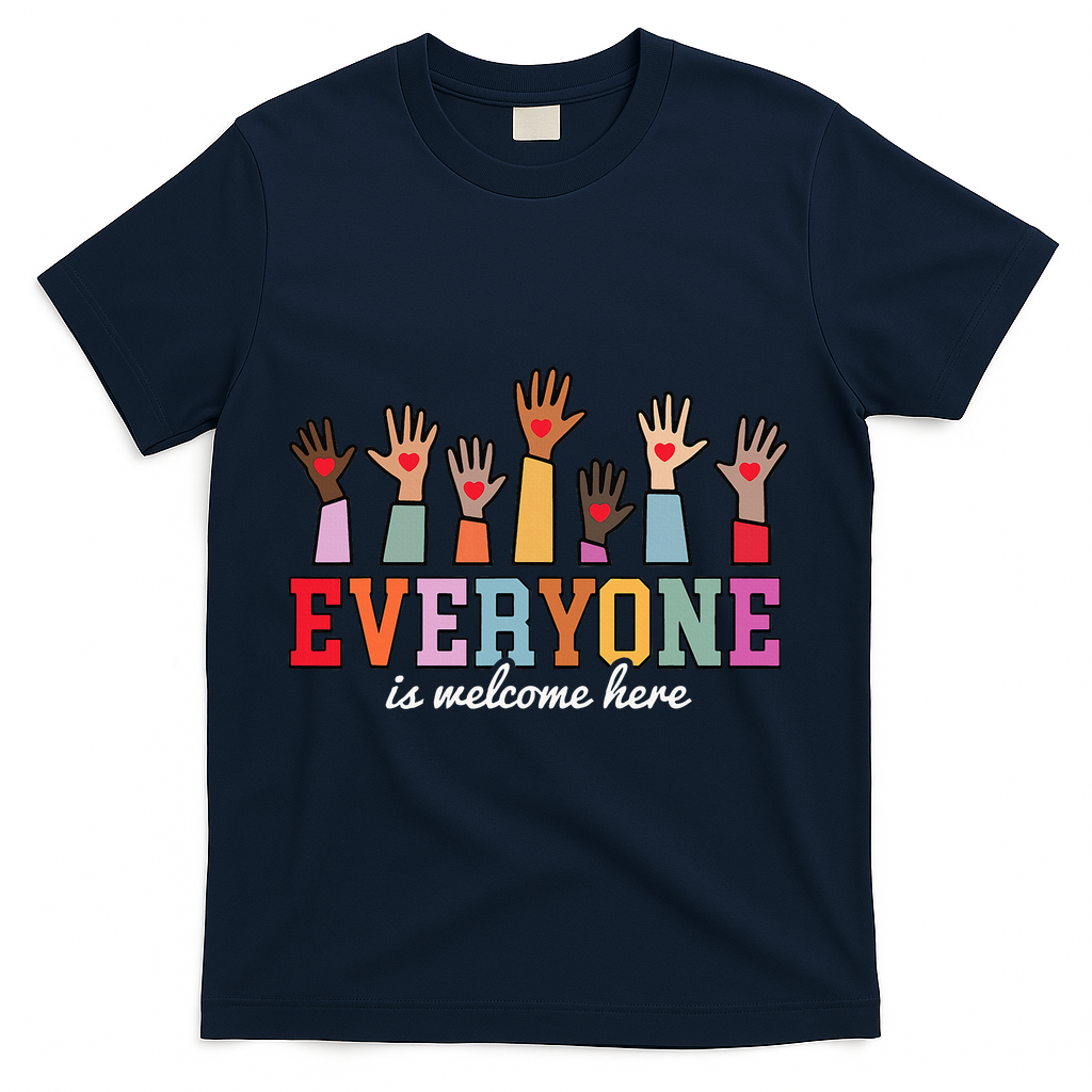 Everyone Is Welcome Here Idaho Teacher  T-Shirt - Navy
