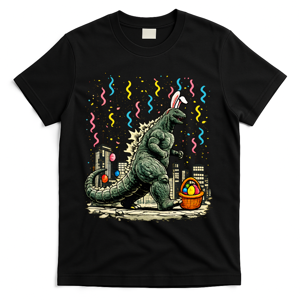 Easter Japanese Monster Bunny Ears Kaiju T-Shirt - Black